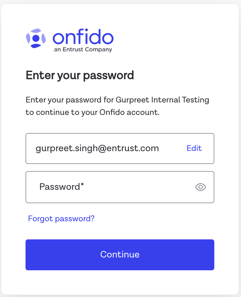 Dashboard - Password Reset